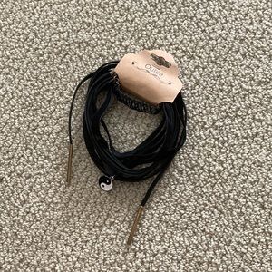 NEW Outee Black Choker Necklace Set of 5 Velvet Layered Yin Yang Accordion NWT